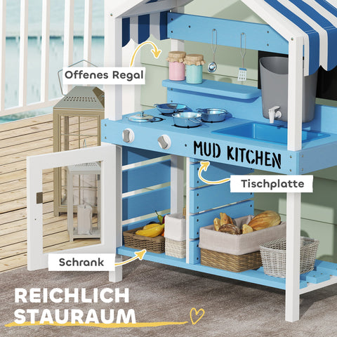 Rootz Outdoor Kids Kitchen Playset - Child's Kitchen - Mud Play Cooking Set - Promotes Creativity - 80cm x 36.5cm x 112cm