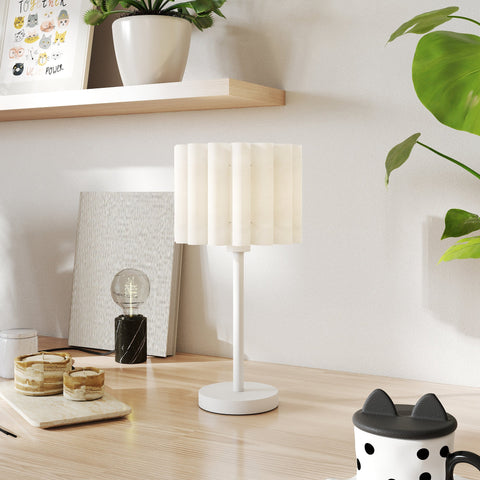 Rootz Bedside Lamp - Retro Style Desk Lamp - Modern Table Lamp - Button Switch - Plastic Screen - White - Ø25 x 48.5cm