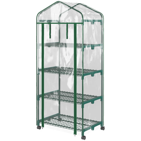 Rootz Foil Greenhouse - Mini Greenhouse - Plant House - Cold Frame - 4 Shelves - Weatherproof Steel - 69 x 50 x 165 cm