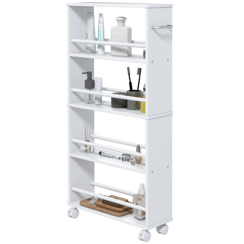 Rootz Side Trolley with Wheels - Kitchen Cart - Mobile Storage - 360° Wheels & Locking - 45W x 15D x 91H cm