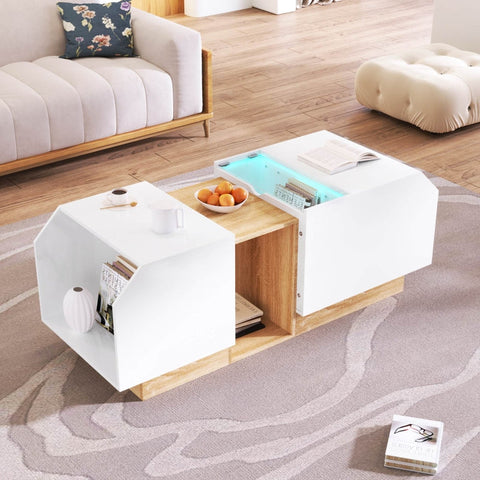 Rootz LED Coffee Table - Illuminated Table - Modern Living Room Centerpiece - App-Controlled Lighting - 115cm x 58.2cm x 40cm