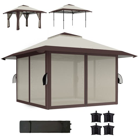 Rootz 4x4m Garden Pavilion - Garden Tent - Party Tent - UPF50+ UV Protection - 400cm x 400cm x 281cm