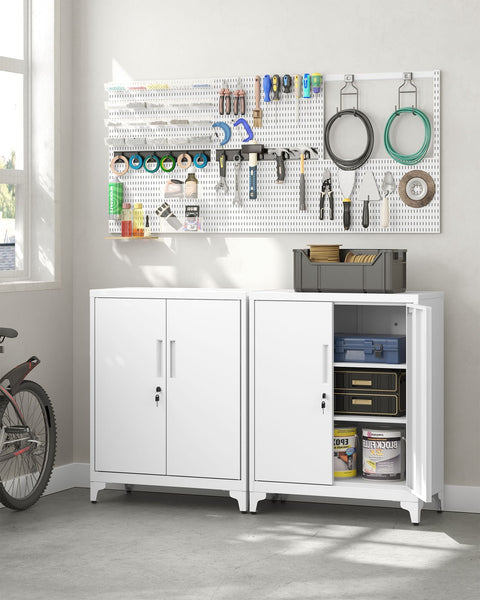 Rootz Lock Closet 2 Doors - Steel Cabinet - Storage Unit - Durable & Spacious - 40 x 80 x 90 cm White