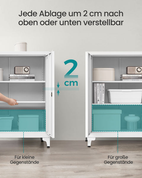 Rootz Lock Closet 2 Doors - Steel Cabinet - Storage Unit - Durable & Spacious - 40 x 80 x 90 cm White