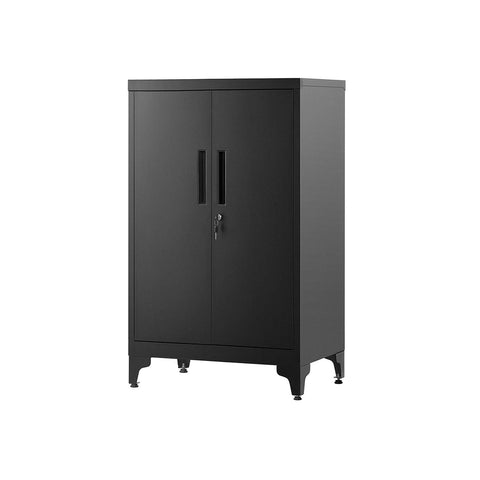 Rootz Metal Cabinet - Storage Cabinet - Steel Cupboard - Heavy-duty shelves - 40cm x 60cm x 90cm - Ink Black - 17.6kg - 30kg Load Capacity