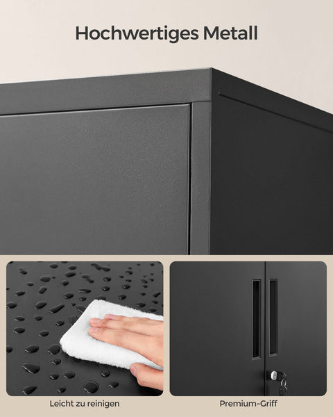 Rootz Metal Cabinet - Storage Cabinet - Steel Cupboard - Heavy-duty shelves - 40cm x 60cm x 90cm - Ink Black - 17.6kg - 30kg Load Capacity