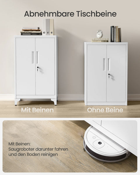 Rootz Lock Cabinet - Secure Storage - Steel Cupboard - Key Lockable - White - 40cm x 60cm x 90cm