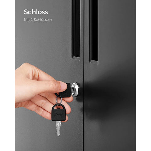 Rootz Steel Metal Cabinet - Storage Organizer - Black - Adjustable Shelves - Heavy Duty - 40cm x 80cm x 90cm