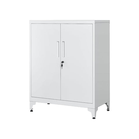 Rootz Steel Metal Cabinet - Gray Storage Cabinet - Large Cupboard - Adjustable Shelves - 40cm x 80cm x 90cm