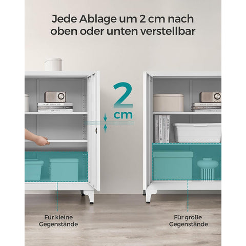 Rootz Steel Metal Cabinet - Gray Storage Cabinet - Large Cupboard - Adjustable Shelves - 40cm x 80cm x 90cm