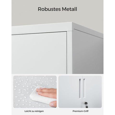 Rootz Steel Metal Cabinet - Gray Storage Cabinet - Large Cupboard - Adjustable Shelves - 40cm x 80cm x 90cm