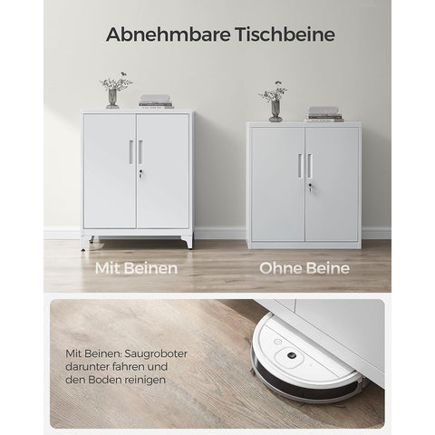 Rootz Steel Metal Cabinet - Gray Storage Cabinet - Large Cupboard - Adjustable Shelves - 40cm x 80cm x 90cm