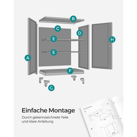 Rootz Steel Metal Cabinet - Gray Storage Cabinet - Large Cupboard - Adjustable Shelves - 40cm x 80cm x 90cm