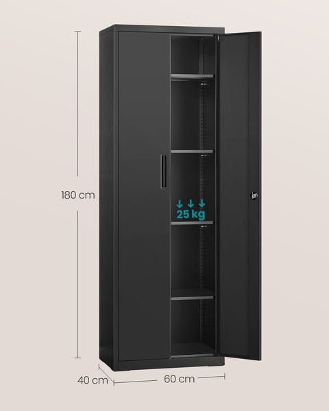 Rootz Multi-Purpose Storage Cabinet - Organizer - Shelving Unit - High Load Capacity - 40cm x 60cm x 180cm