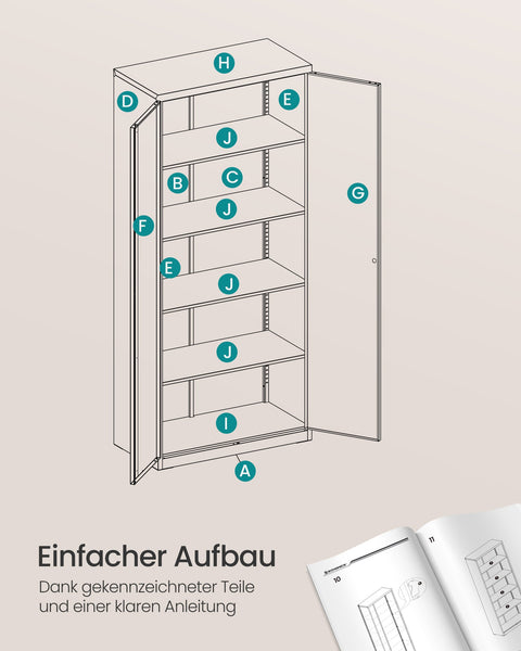Rootz Multi-Purpose Storage Cabinet - Organizer - Shelving Unit - High Load Capacity - 40cm x 60cm x 180cm