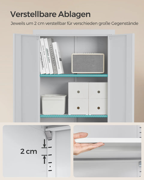Rootz Steel Storage Cabinet - Tall Cabinet - Gray - Organizer Shelf - 40cm x 60cm x 180cm - Metal - 30.9kg - 25kg Capacity - Assembly Required