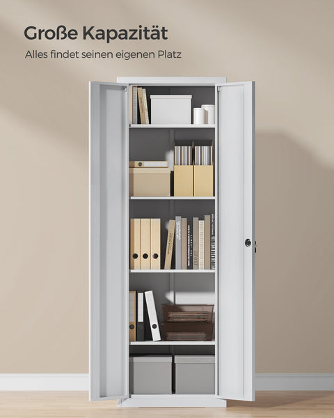 Rootz Steel Storage Cabinet - Tall Cabinet - Gray - Organizer Shelf - 40cm x 60cm x 180cm - Metal - 30.9kg - 25kg Capacity - Assembly Required