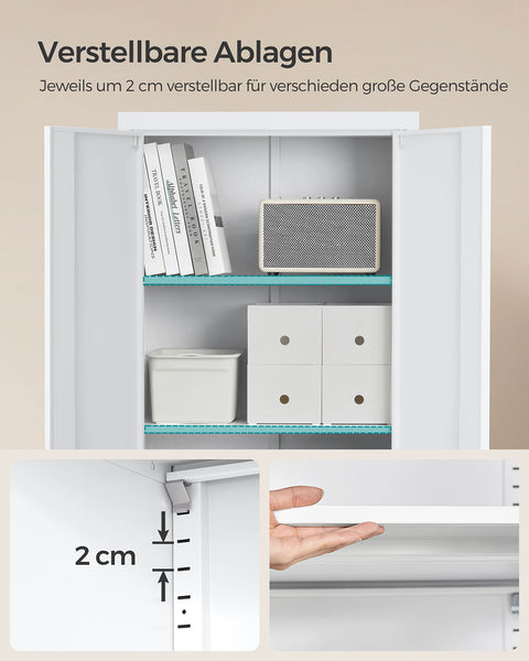 Rootz 5 Level Storage Cabinet - File Organizer - Powder-Coated Shelving - Durable Steel - 40cm x 60cm x 180cm - White Finish
