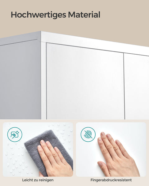 Rootz 5 Level Storage Cabinet - File Organizer - Powder-Coated Shelving - Durable Steel - 40cm x 60cm x 180cm - White Finish