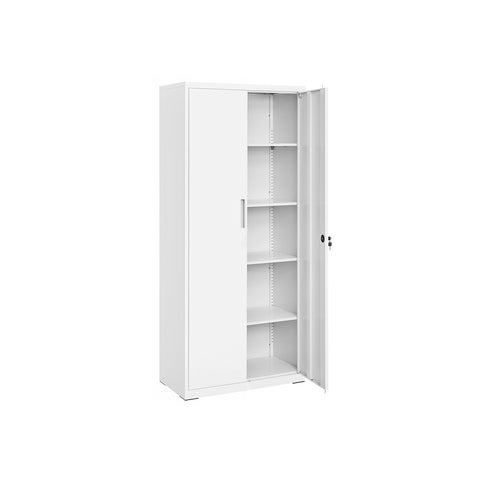 Rootz Storage Cabinet - Gray White - Steel Organizer - Powder-Coated - Heavy-Duty Shelves - 40cm x 80cm x 180cm