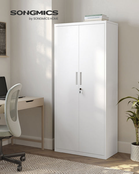 Rootz Storage Cabinet - Gray White - Steel Organizer - Powder-Coated - Heavy-Duty Shelves - 40cm x 80cm x 180cm