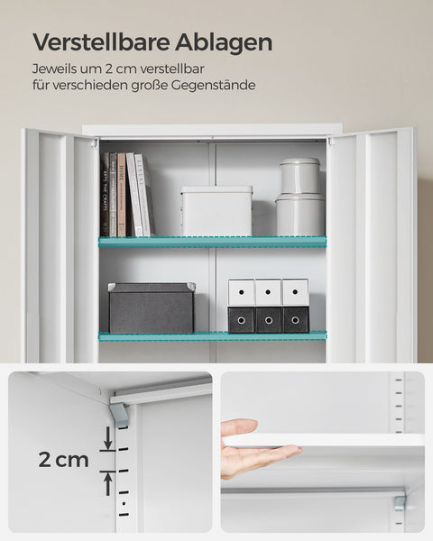 Rootz Storage Cabinet - Gray White - Steel Organizer - Powder-Coated - Heavy-Duty Shelves - 40cm x 80cm x 180cm