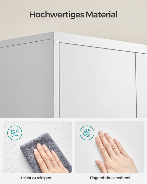 Rootz Storage Cabinet - Gray White - Steel Organizer - Powder-Coated - Heavy-Duty Shelves - 40cm x 80cm x 180cm