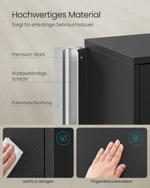 Rootz Steel Storage Cabinet - Filing Cabinet - Organizer - Max Space Efficiency - 40 x 80 x 180 cm - Matt Black