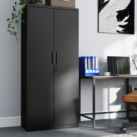 Rootz Multi-Purpose File Cabinet - Storage Cabinet - Matt Black Cabinet - Durable Powder-Coated Steel - 40 x 80 x 180 cm