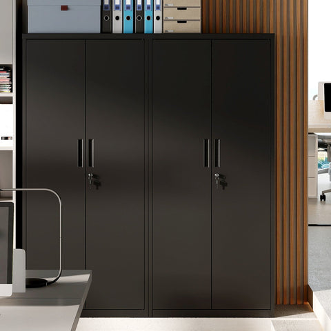 Rootz Multi-Purpose File Cabinet - Storage Cabinet - Matt Black Cabinet - Durable Powder-Coated Steel - 40 x 80 x 180 cm