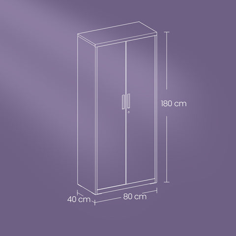 Rootz Multi-Purpose File Cabinet - Storage Cabinet - Matt Black Cabinet - Durable Powder-Coated Steel - 40 x 80 x 180 cm