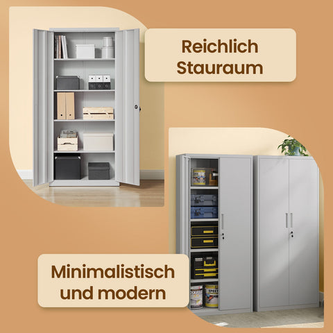 Rootz Metal Office Cabinet - Storage Unit - Filing Cabinet - Durable Organization Solution - 80 x 40 x 180 cm