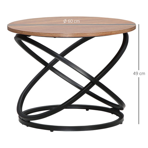 Rootz Round Coffee Table - Industrial Design - Side Table - Elegant Touch - Black & Brown - Ø 60 x 46H cm