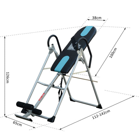 Rootz Foldable Inversion Table - Back-Training Equipment - Adjustable Seat Belt - Space-Saving Design - 65cm x 112-142cm x 126cm