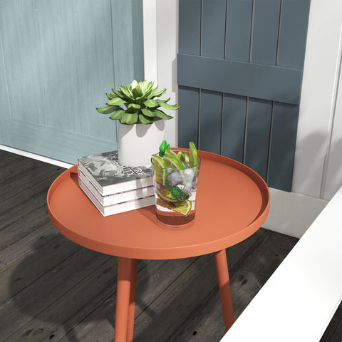 Rootz Side Table - Coffee Table - Garden Table - Weatherproof Steel - Ø40 x 50cm - Red