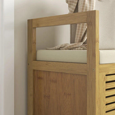Rootz Shoe Rack With Storage Space - Shoe Bench - Soft Seat - Bamboo - Natural - 100x40x60 cm