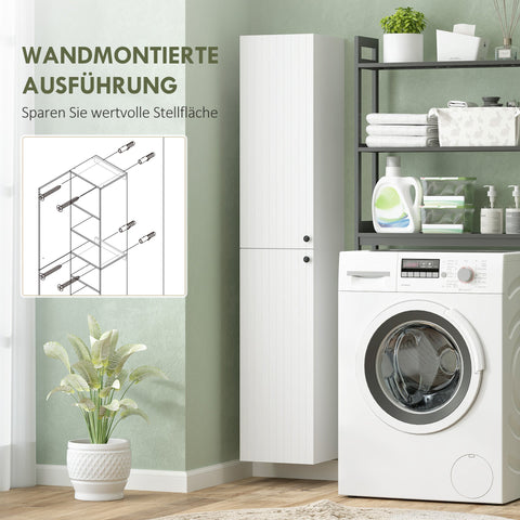 Rootz Wall-Mounted Bathroom Cabinet - Storage Unit - Organizer - Space-Saving Design - MDF, White - 30cm x 30cm x 161cm