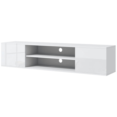 Rootz Wall-Mounted TV Furniture - Media Console - Storage Unit - Modern Design - 140 x 30 x 30cm - White