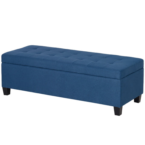 Rootz Blue Storage Bench - Ottoman - Corridor Bench - Button Stitch Elegance - 125.1cm x 48.9cm x 41.3cm
