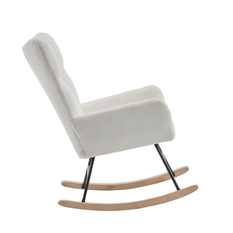 Rootz Modern Rocking Chair - High Back Armchair - Velvety Lounger - Ultimate Comfort - 62.9x95.7x90.9cm