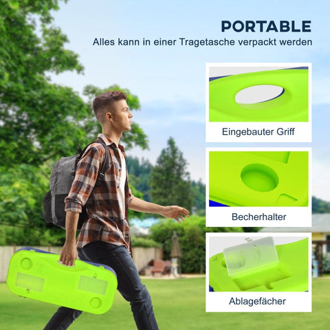 Rootz 3 Piece Set Badminton Net Set - Volleyball Net Set - Portable Sports Net - Height Adjustable - Convenient Storage - 400cm x 22.4cm x 155cm - Black + Blue + Green