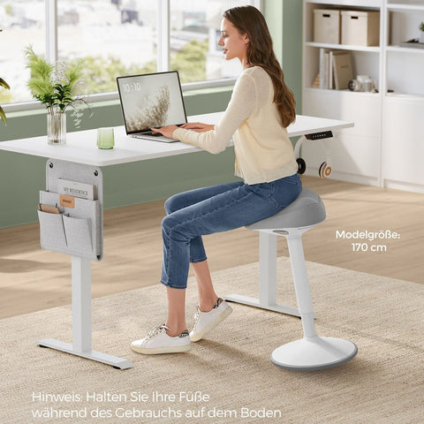 Rootz Standing Stool - Gray Seat - Adjustable Height - Lightweight - Durable - Plastic Foam Plywood Steel - 58-83cm x 34cm x 36cm - 5.9kg - 120kg Capacity