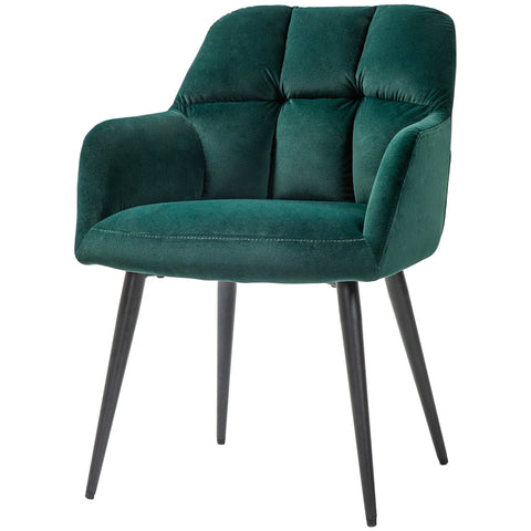 Rootz Upholstered Chair - Accented Chair - Decorative Quilting - Velvet Look - Holds Up to 120 kg - 58.5cm x 59cm x 78.5cm - Green