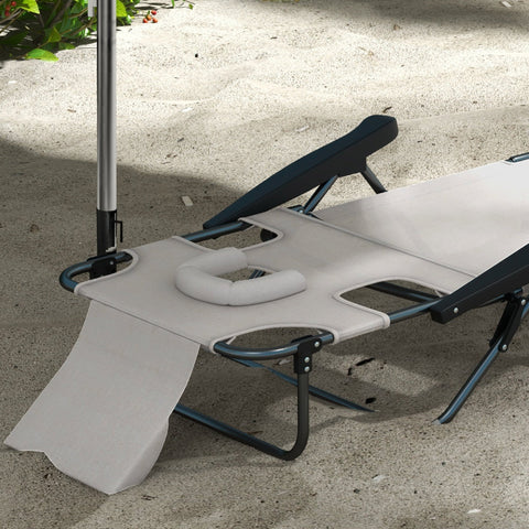 Rootz Foldable Garden Lounger - Sun Lounger - Beach Lounger - Adjustable Comfort - 72cm x 194cm x 89cm Cream