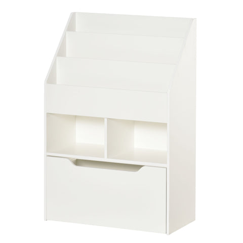 Rootz Children's Bookshelf with Drawer - Kids Shelf - Storage Furniture - Organizes Toys - 60 x 29.9 x 90 cm - White