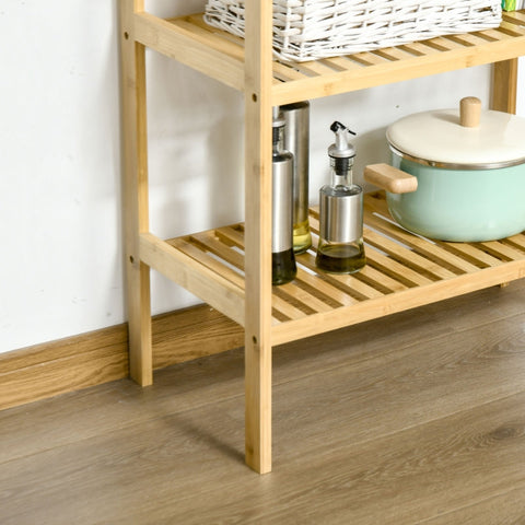 Rootz Bamboo Bathroom Shelf - Standing Rack - Organizing Shelf - Natural Bamboo - 62cm x 33cm x 80cm - 3 Shelves - Minimalist Design