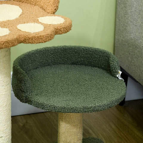 Rootz Small Scratching Post - Cat Scratcher - Feline Play Tower - Ultimate Comfort - Double Beds - Ball Toys - 43W x 39D x 52H cm