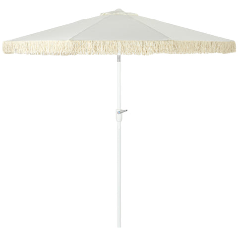 Rootz Garden Parasol - Outdoor Tiltable Umbrella - Sunshade - Optimal UV Protection - Ø 2.65m x 2.45m - White