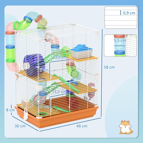 Rootz 4-Level Hamster Cage - Rodent Habitat - Small Animal Enclosure - Fun & Spacious - 46 x 30 x 58 cm