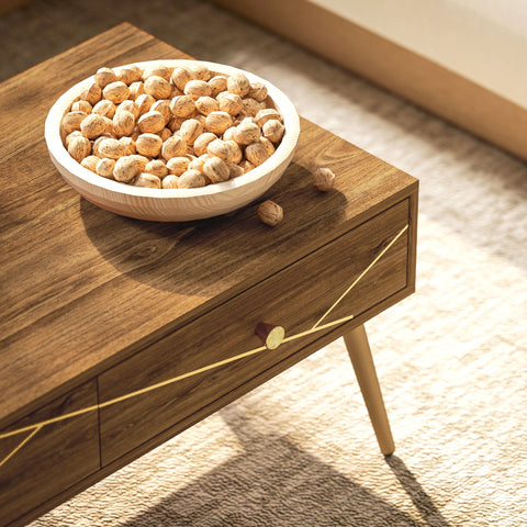 Rootz Coffee Table - Rectangular Living Room Table - Spacious Table Top - 2 Drawers - Modern Luxury - 100 x 50 x 41 cm